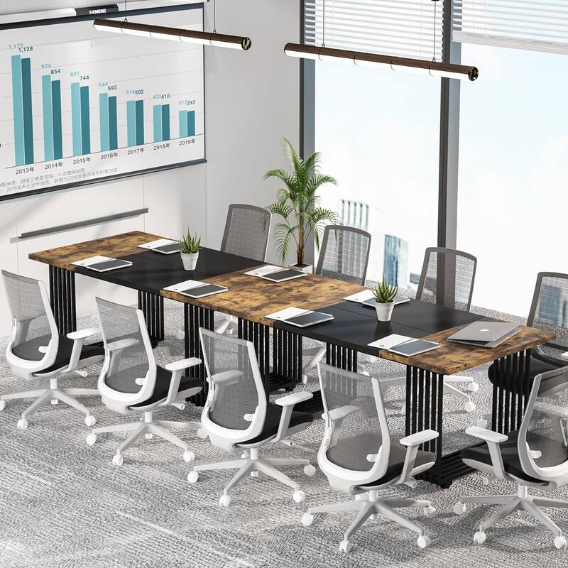 70.9" Modern Office Desk, White Executive Desk with Gold Metal Frame