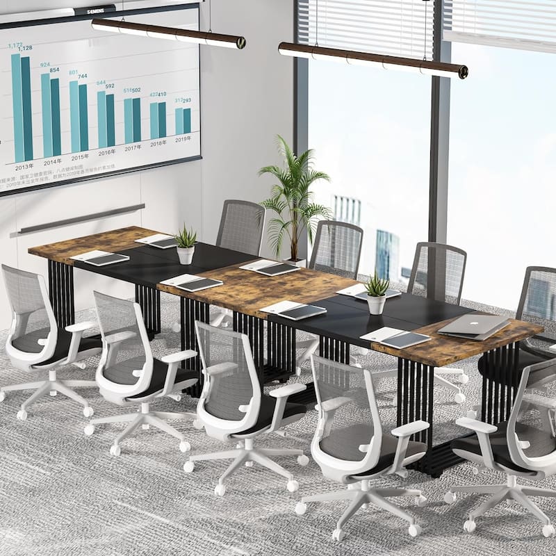 70.9" Modern Office Desk Wood Computer Desk, White Gold Executive Desk