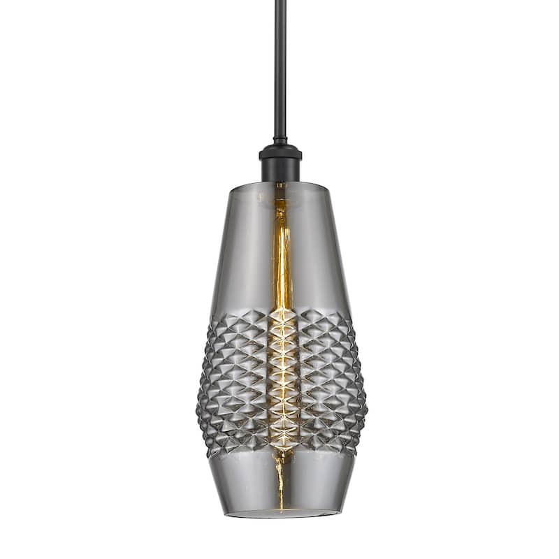 Innovations Lighting 516-1S-17-7 Windham Pendant Windham 7" Wide Mini - Matte Black / Smoked