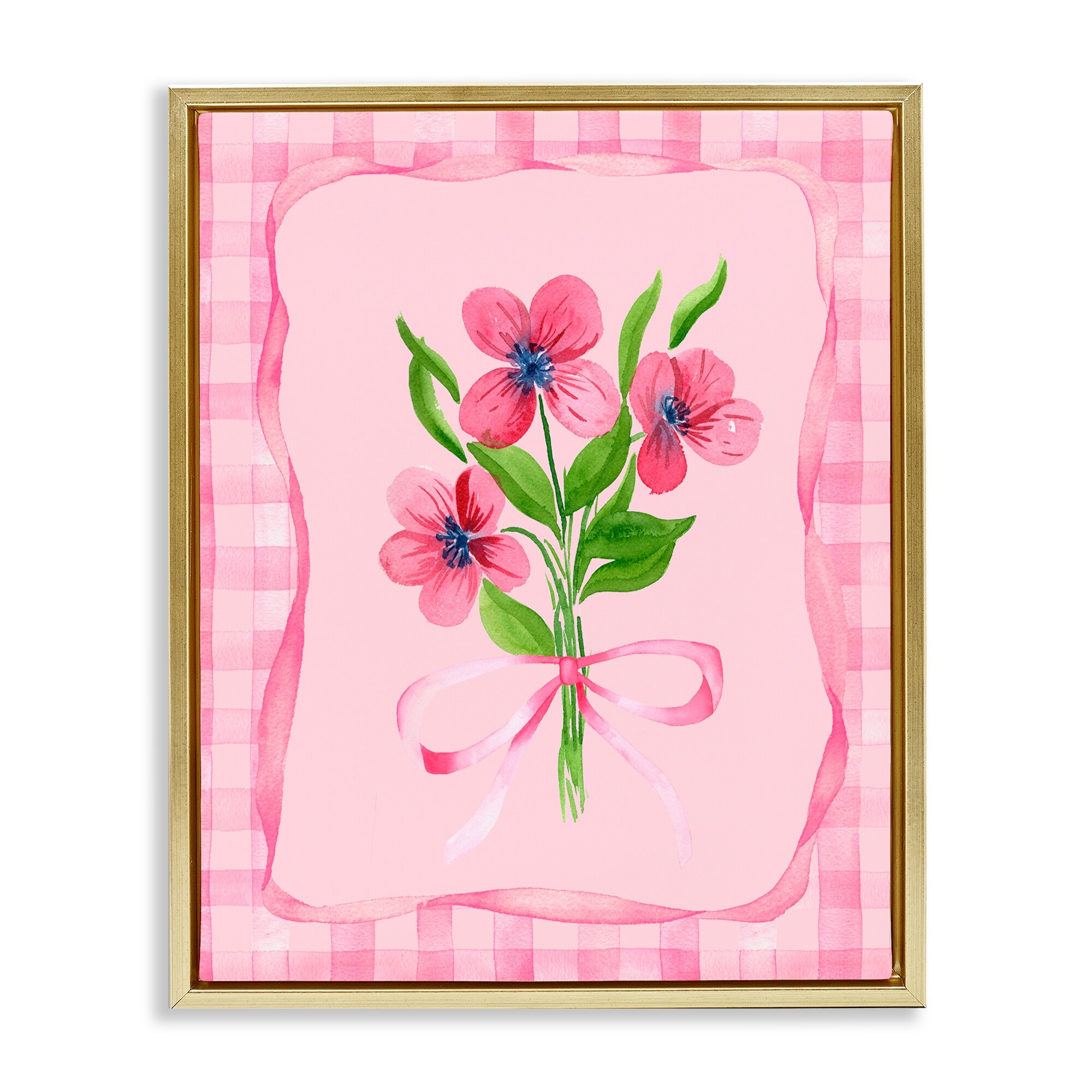 Stupell Pink Bordered Flower Bundle Framed Floater Canvas Wall Art Design By Nina Jacobs