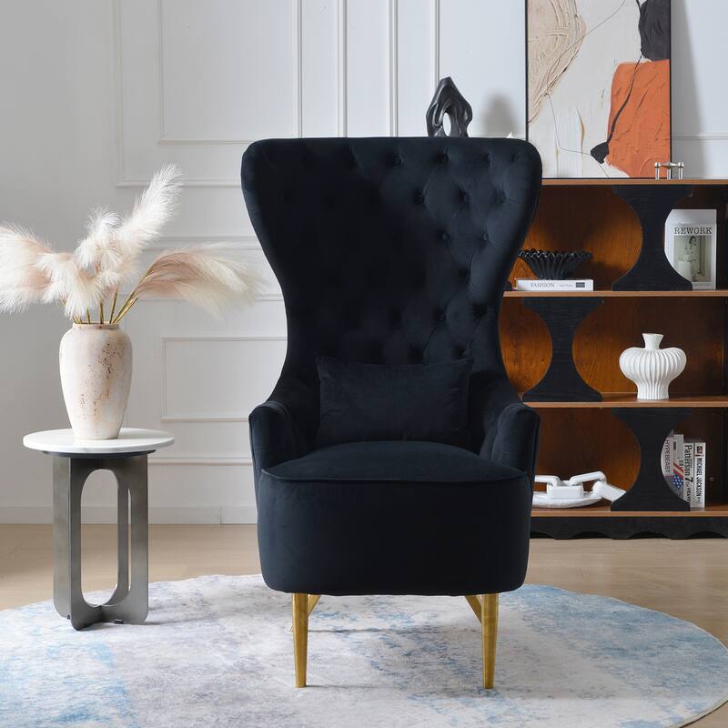 KINWELL Upholstered Tufted Velvet High Wingback Accent Chair
