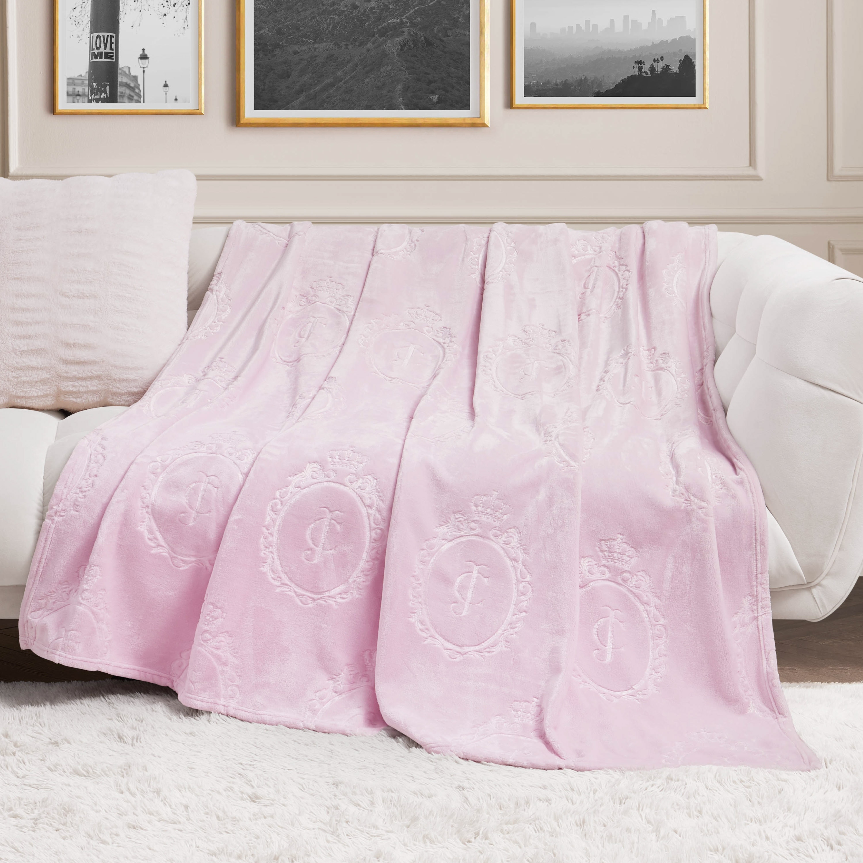 Juicy Couture 60"x90" Embossed Plush Throw Blankets