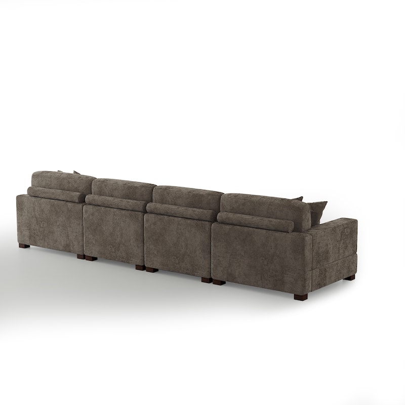 Modern Oversized Chenille Modular Sectional Sofa With Chaise