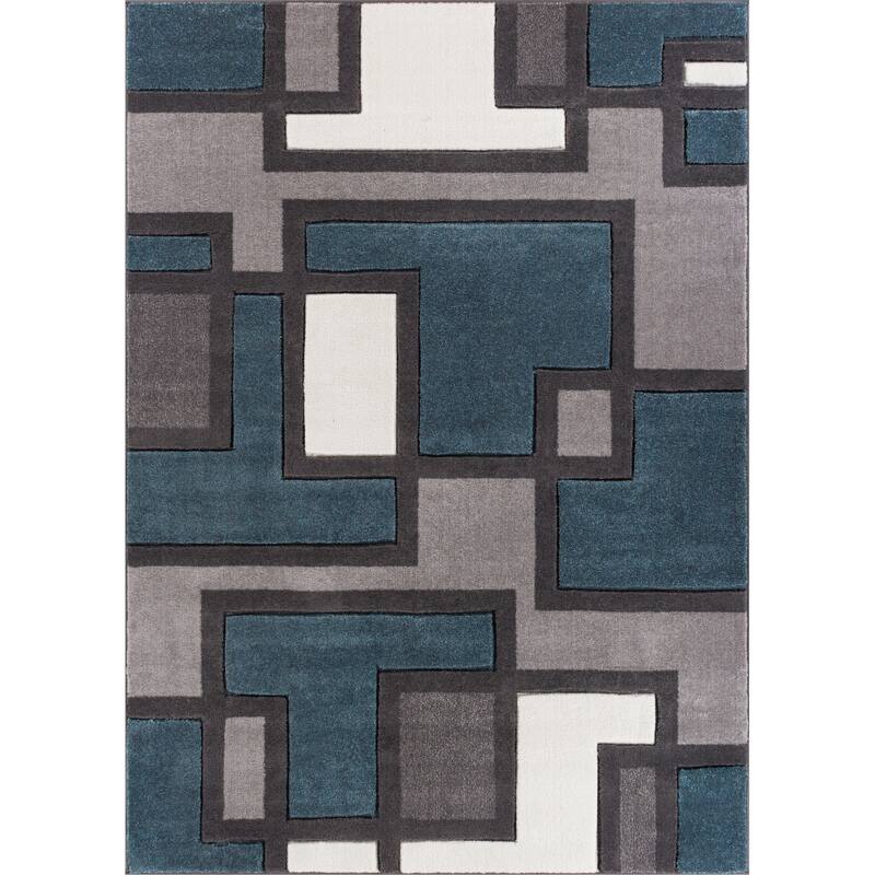 Well Woven Ruby Imagination Squares Modern Geometric Area Rug