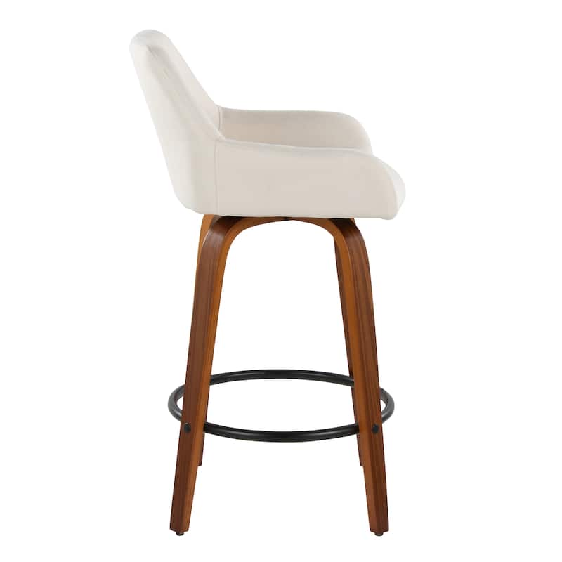 Porch & Den Galotti 26" Fixed-Height Counter Stool with Bent Wood Legs & Round Footrest (Set of 2)