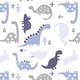 preview thumbnail 4 of 2, Bedtime Originals Roar Blue/Gray/White Dinosaur Baby Fitted Crib Sheet