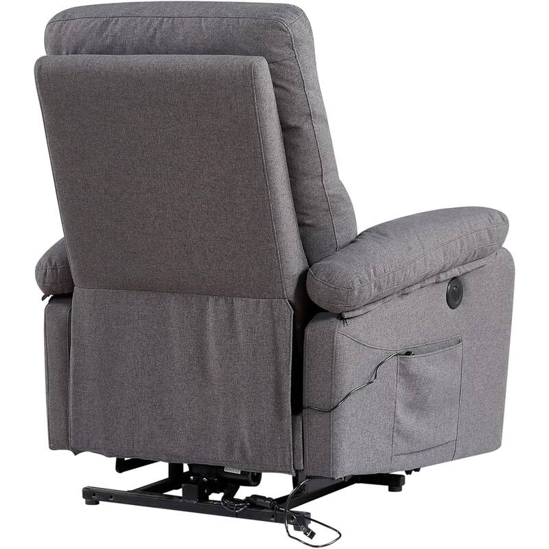 Contemporary Lift Chair Recliner with Grey Fabric Upholstery