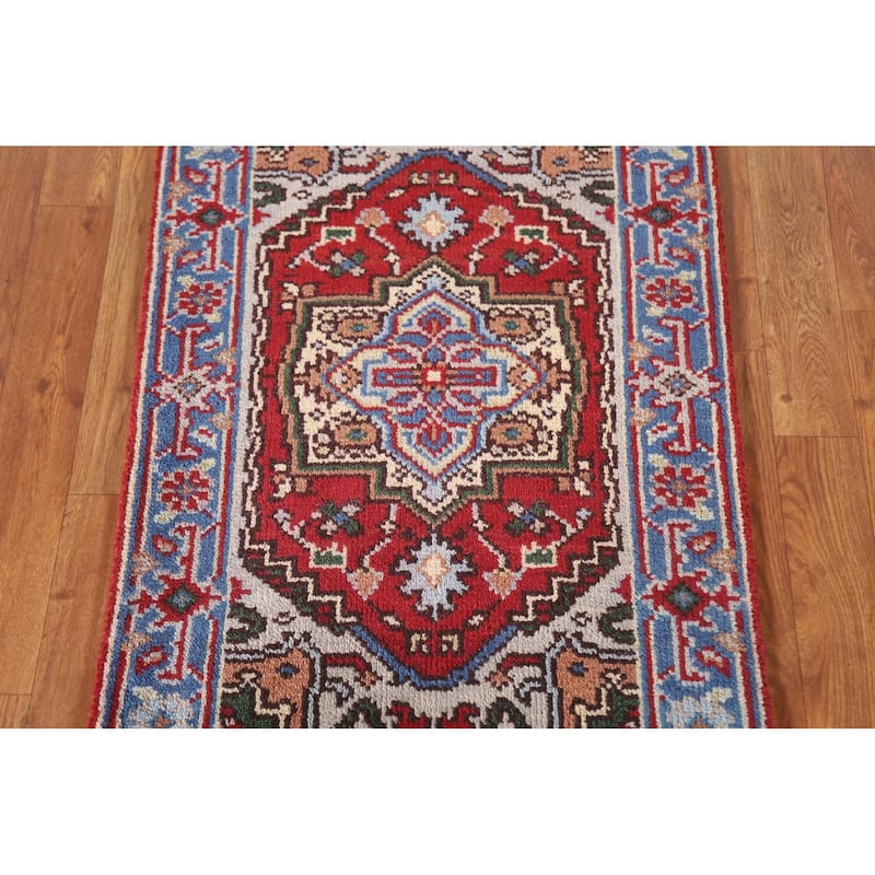 Red Traditional Heriz Serapi Foyer Area Rug Hand-knotted Wool Carpet - 2'0"x 3'0"