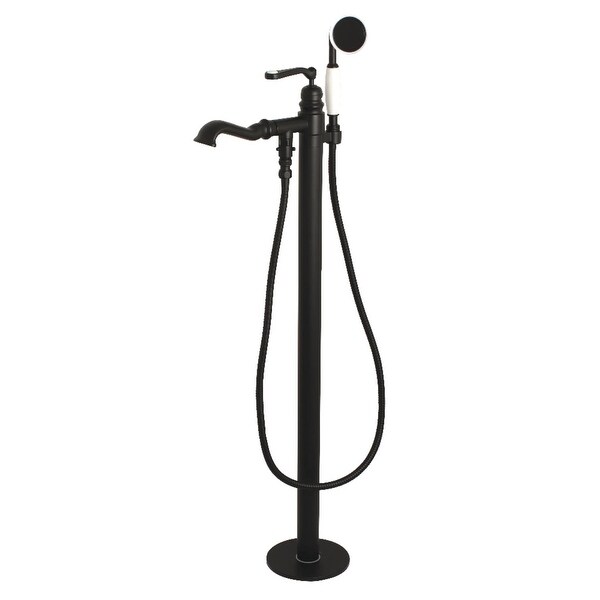 Kingston Brass KS701.RL Royale Floor Mounted Tub Filler with Built-In Diverter and Metal Handles
