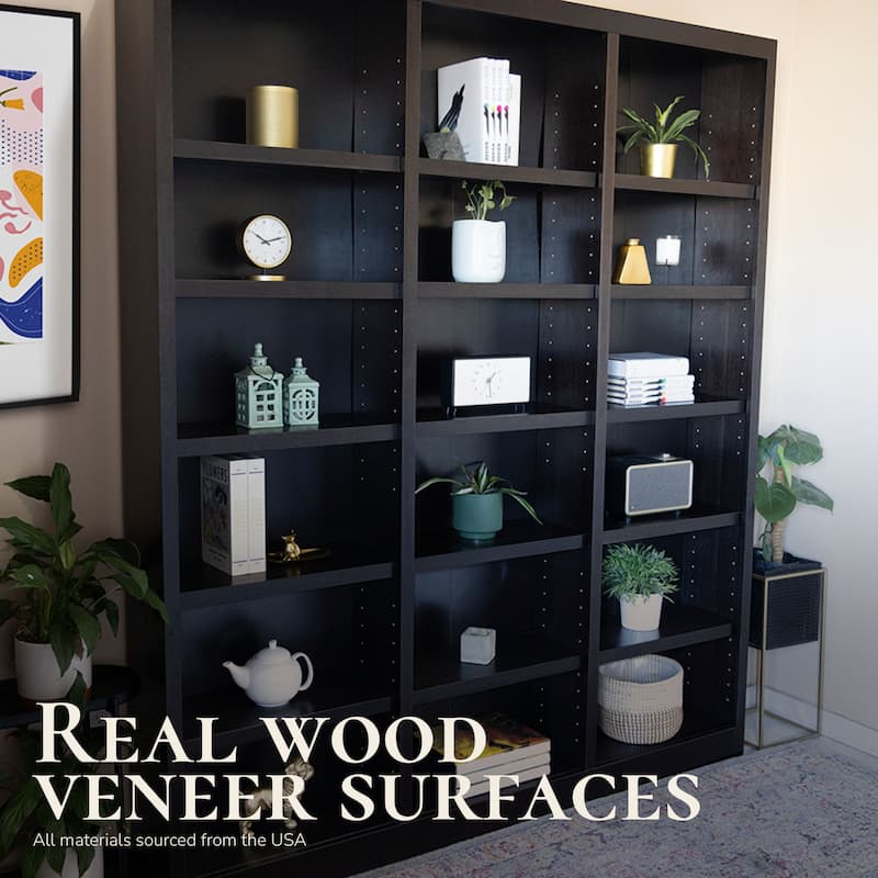 Concepts in Wood Bookshelf, 18 Shelf, Triple Wide, 84 inch Tall