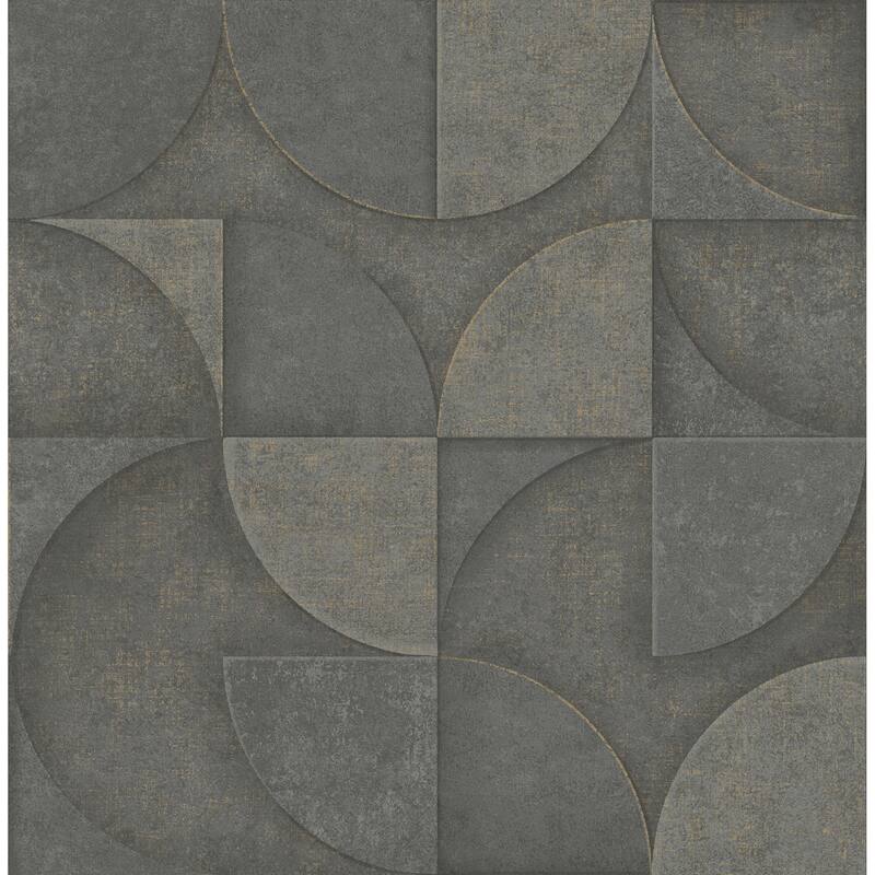 Advantage Addison Charcoal Retro Geo Wallpaper