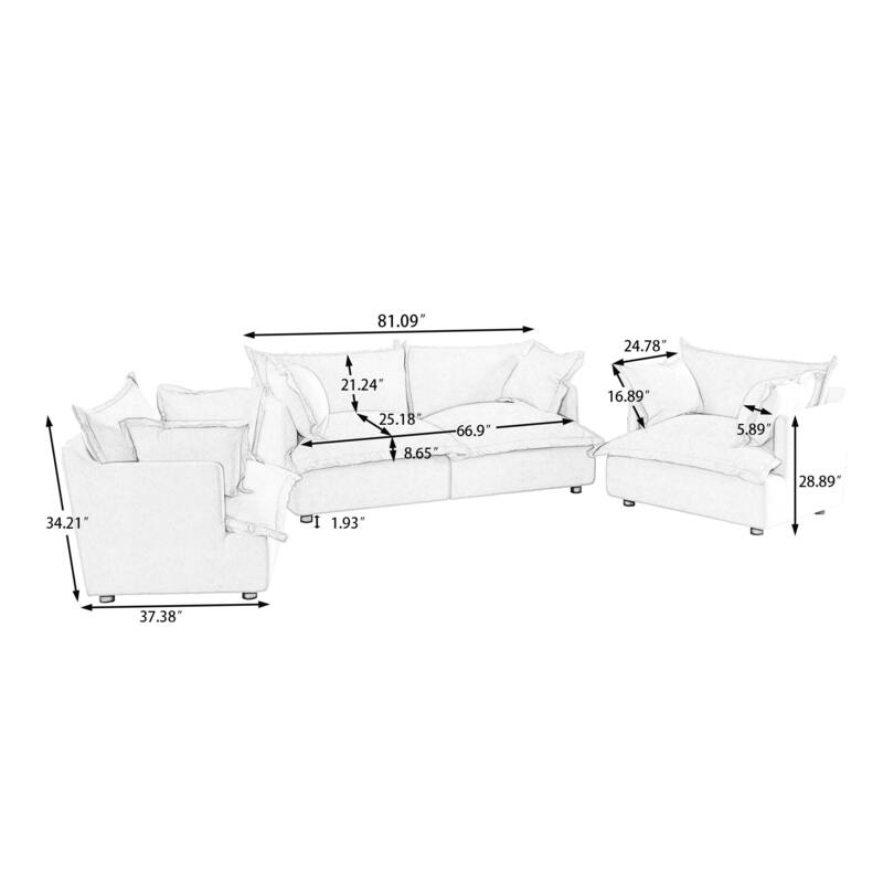 Cloud Chenille Upholstered Modular Sectional Sofa