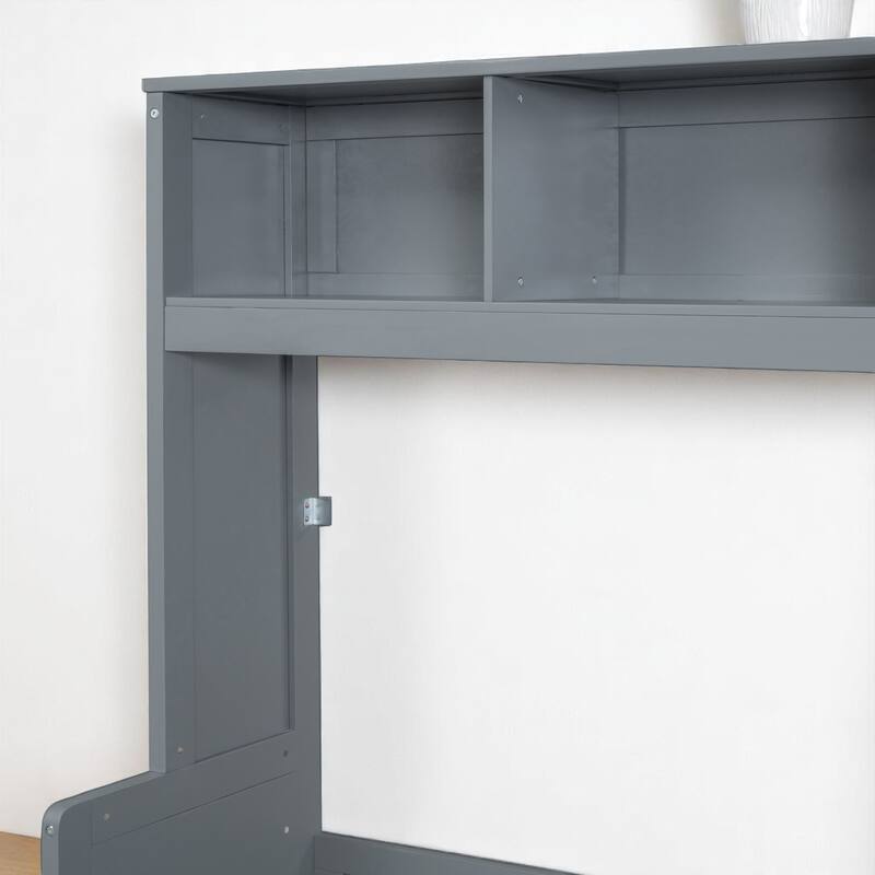 Queen Size Murphy Wall Bed with Closet, Drawers and Shelf Storage, Foldable Cabinet Bed with Custom Layout