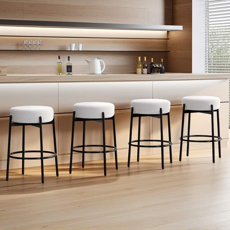 24/26 - Inch Swivel Bar Stools with Teddy Fleece Seat and Powder