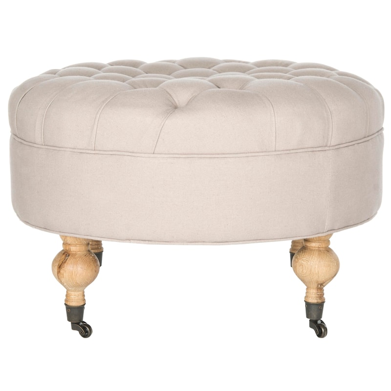 SAFAVIEH Shaunna Round Ottoman - Taupe