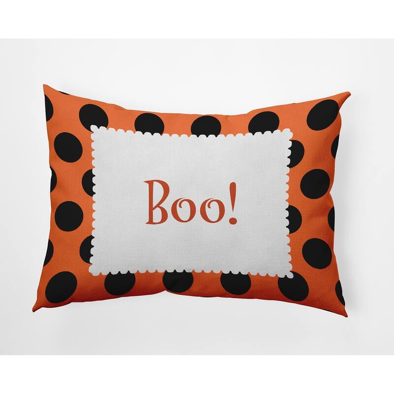 Halloween Boo Dots Accent Pillow - Traditional Orange - 14" x 20"