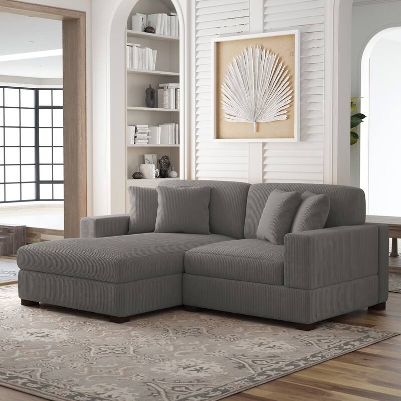 Corduroy Modular Couch Sectional Chaise Lounge Sofa