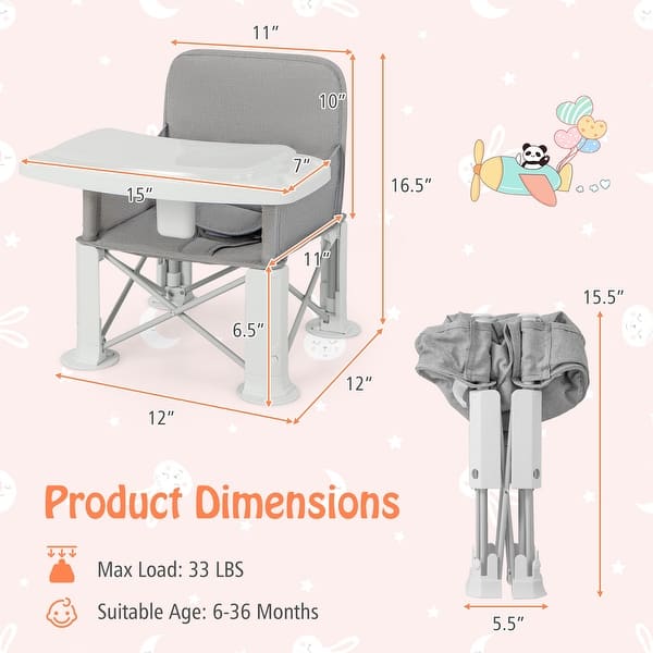 Babyjoy Baby Travel Booster Seat with Double Tray Portable Folding - See Details