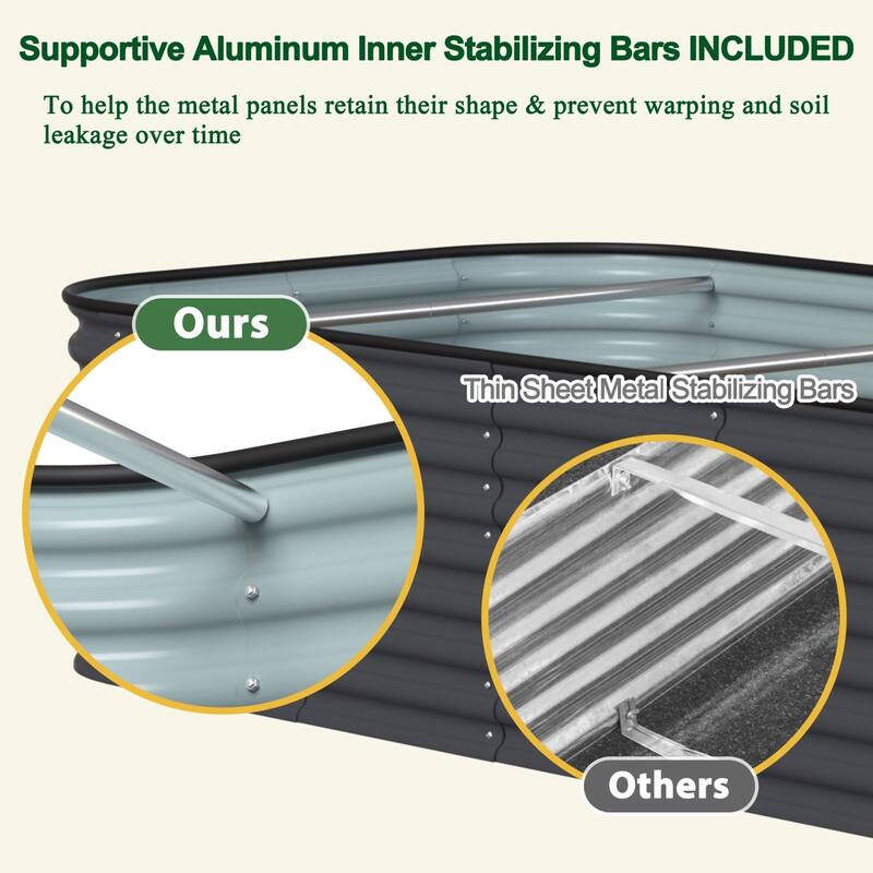 VEIKOUS 24''H Galvanized Raised Garden Bed, Durable Outdoor Planter Box with Rust-Resistant Steel