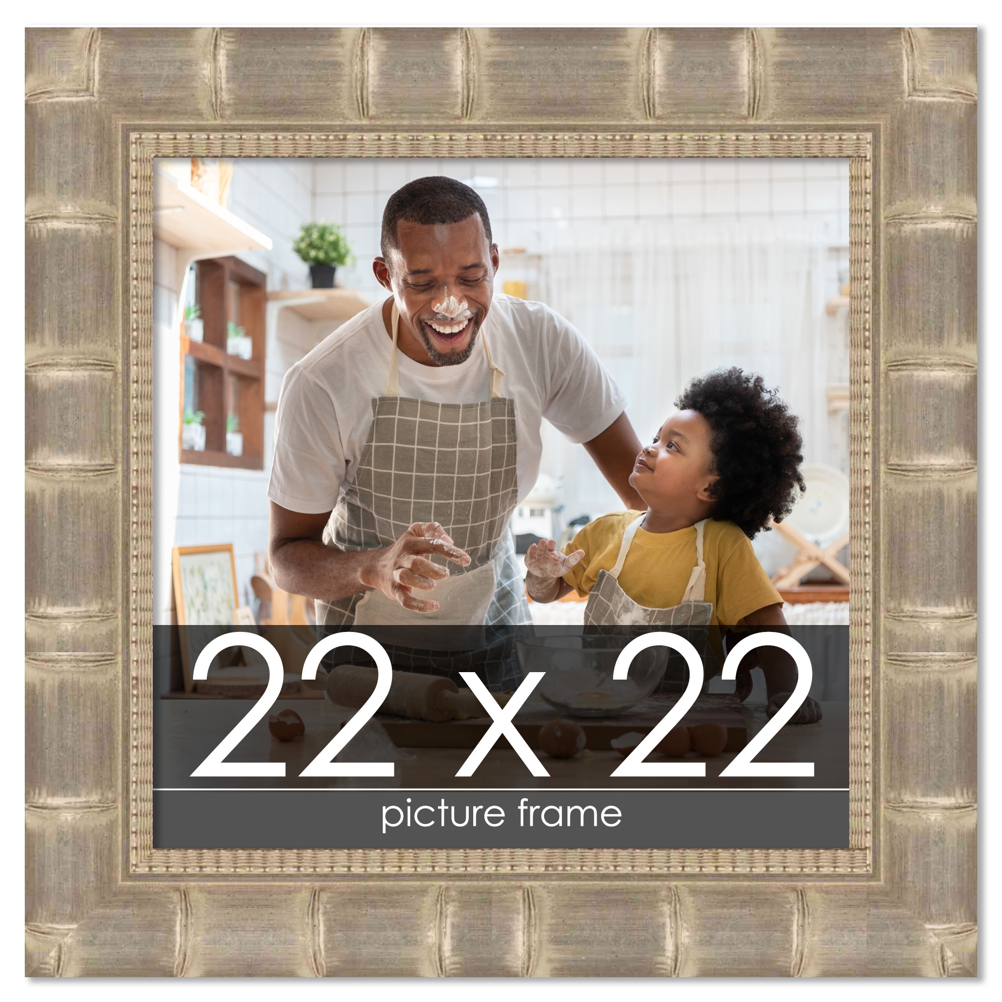 22X22 Contemporary Black Wood Picture Square Frame - Picture Frame Includes UV Acrylic, Foam Board Backing, & Hanging Hardware!