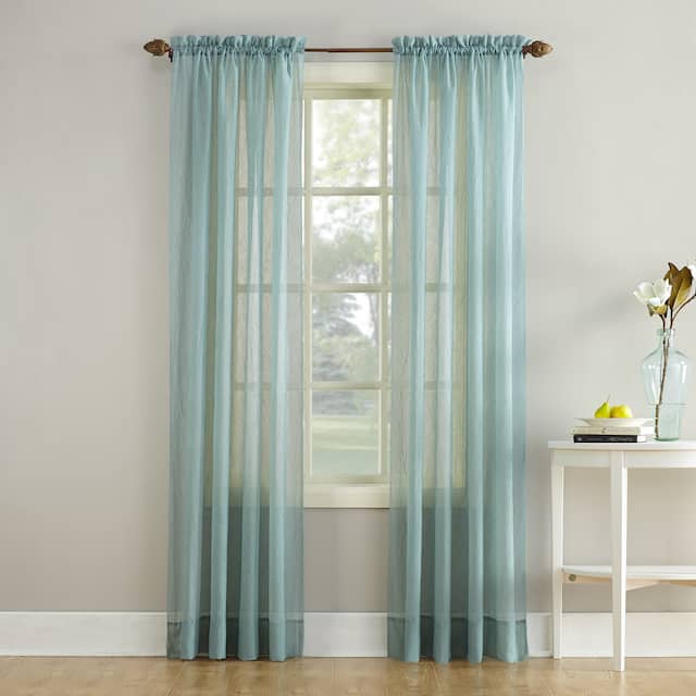 No. 918 Erica Sheer Crushed Voile Single Curtain Panel, Single Panel - 51 x 95 - Mineral