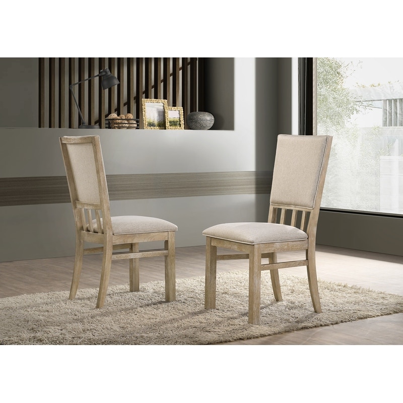 Baldo Set of 2 Reclaimed 19"W Contemporary Fabric Dining Chair