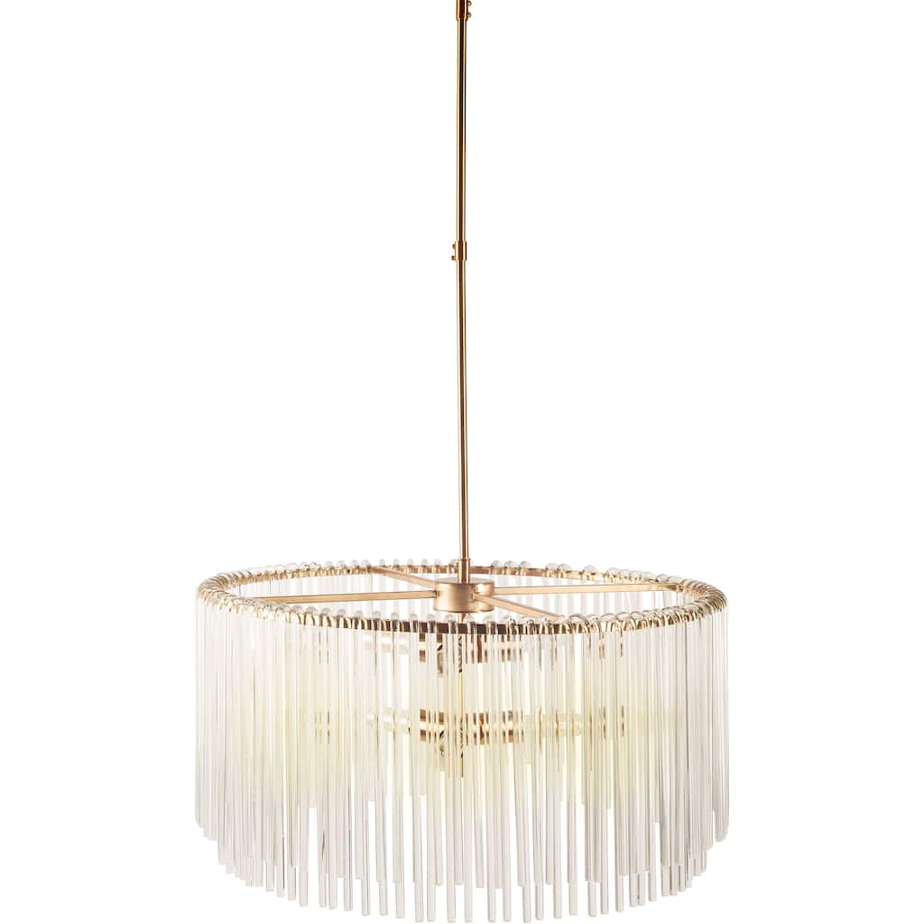 Elsa Frosted Glass w/Gold Metal Frame Six Bulb Chandelier - 26"W x 26"D x 14"H