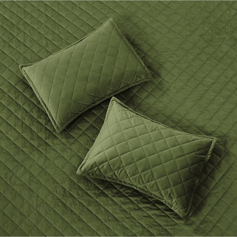 Serenta Velvet Quilts 5 Piece Ultra Soft Floor Touching Bedspread Set