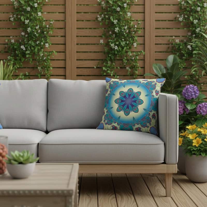 HomeRoots Set of Three 16" X 16" Green and Yellow Abstract Indoor Outdoor Throw Pillow - 16.00' X '16.00' X '5.00 - Green/Yellow - 16.00' X '16.00' X '5.00