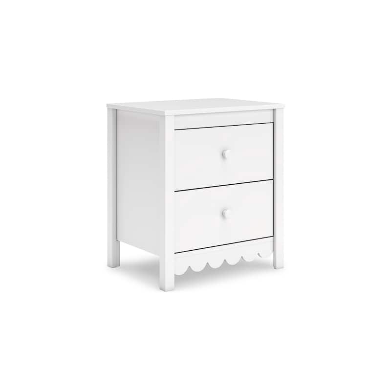Kally Nightstand, 2 Drawers, Modern Matte White Wood Finish, 24 Inch