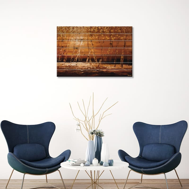 Autumn Print On Wood by Osnat Tzadok - Multi-Color