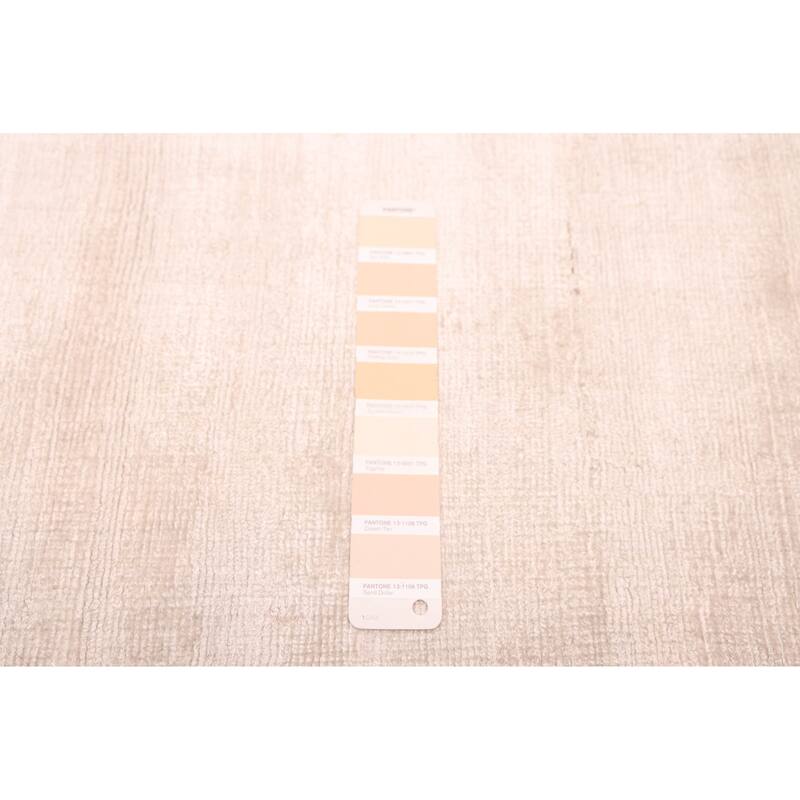 ECARPETGALLERY Hand Loomed Shimmer Ivory Viscose Rug - 6'6 x 9'7