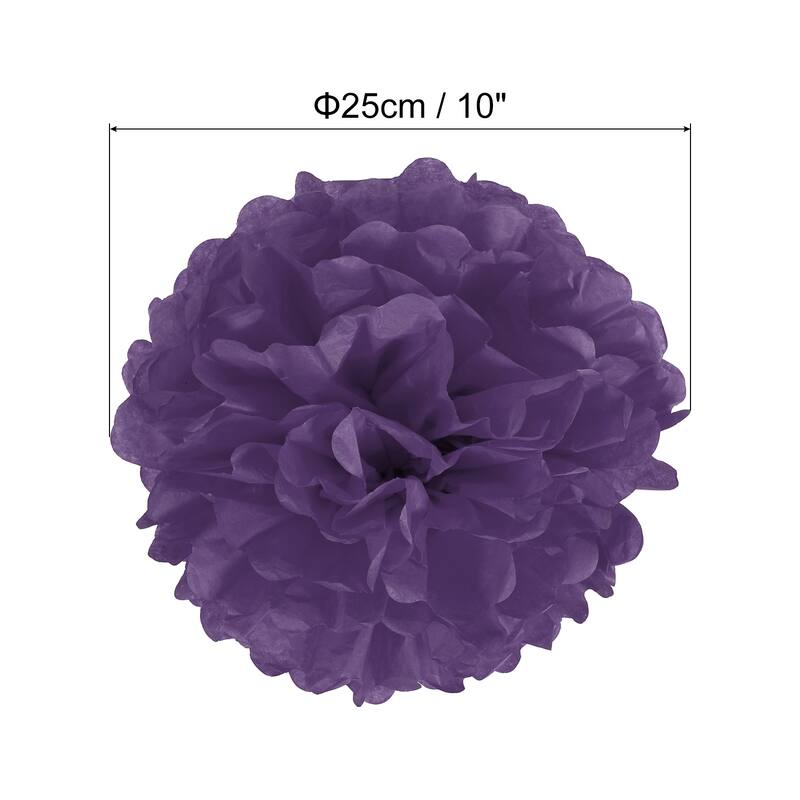 18Pcs 10" Tissue Pom Poms Paper Flowers Ball Party Wedding Decor - Dark Purple