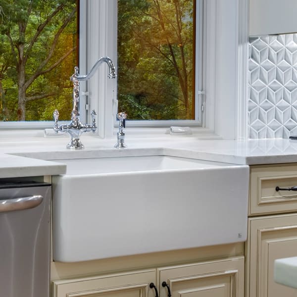 slide 2 of 15, Large White Fireclay Apron Front Farmhouse Kitchen Sink
