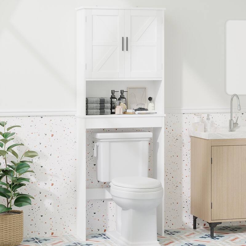 Anmytek Modern Espresso Over The Toilet Space Saver Wood Storage Cabinet Bathroom Organizer