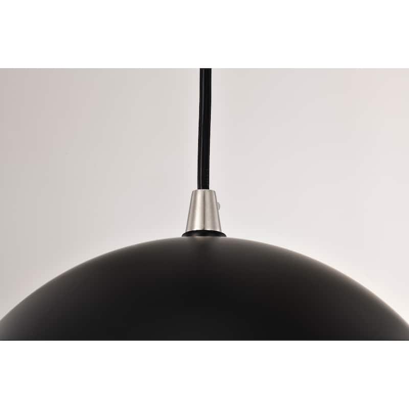 1-Light Matte Black and Brushed Nickel Modern Pendant Light With Metal Shade