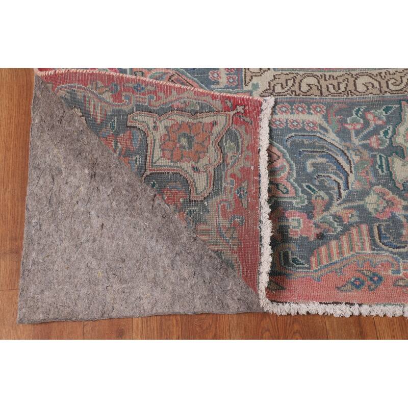 Animals Pink Kashmar Persian Vintage Area Rug Hand-Knotted Wool Carpet - 9'5"x 12'9"