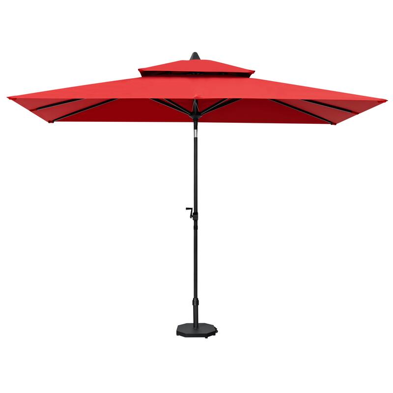 10 x 6.5 FT Double Top Patio Market Umbrella with Weighted Base with Wheels