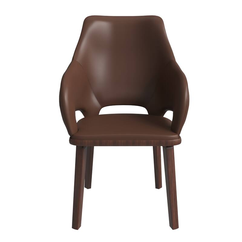 LeisureMod Vivara Leather Upholstered Dining Chair with Padded Seat - Mid-Century Arm Chair for Home Office Bar & Kitchen