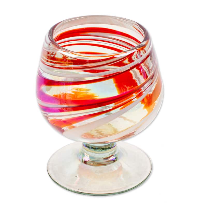 NOVICA Artisan Handblown Recycled Ecofriendly Goblets Multicolor Mexico Tableware Drinkware 'Grace Enchantment'(Set Of 4)