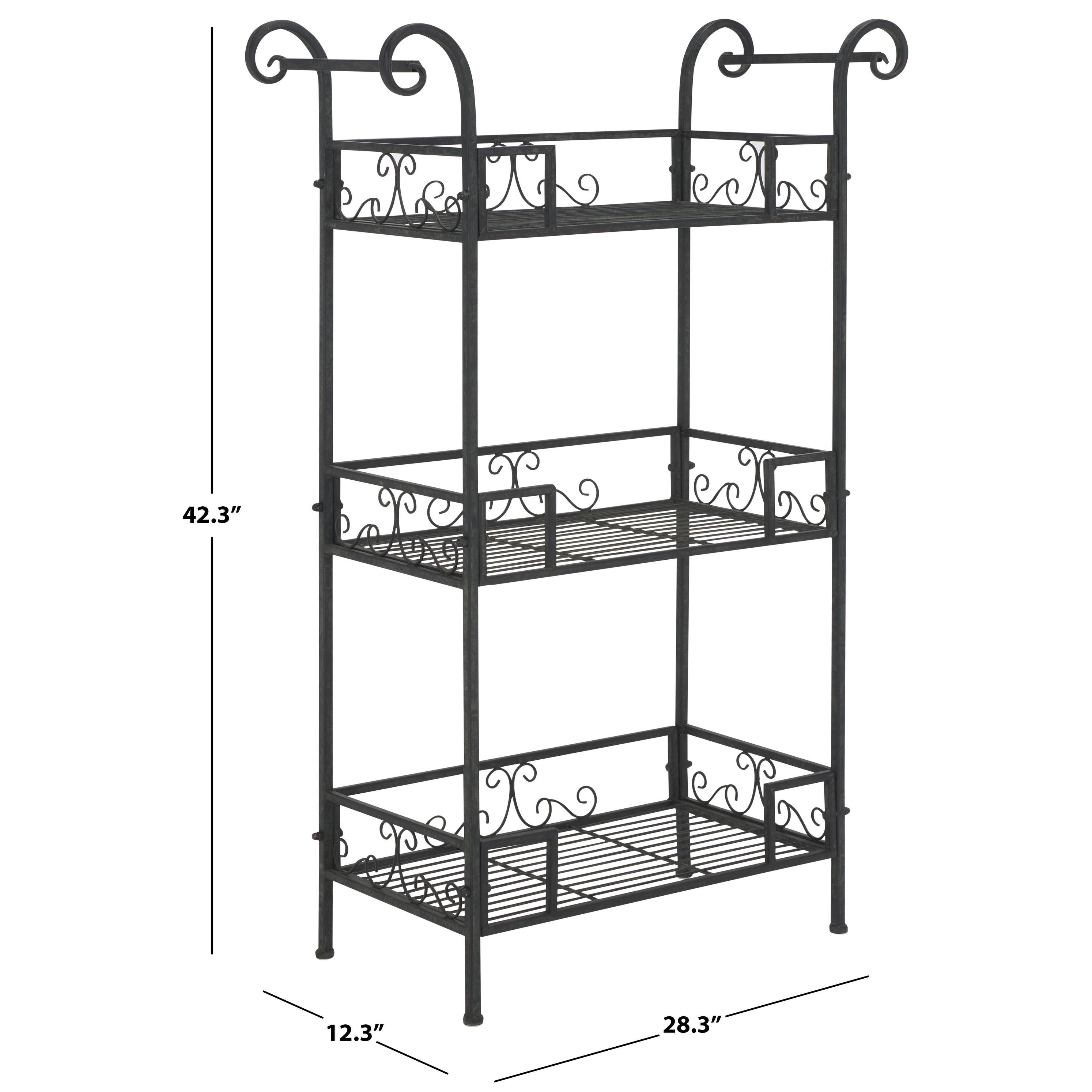 SAFAVIEH Outdoor Abigale Victorian Scroll Iron 3-Tier Shelf - 28