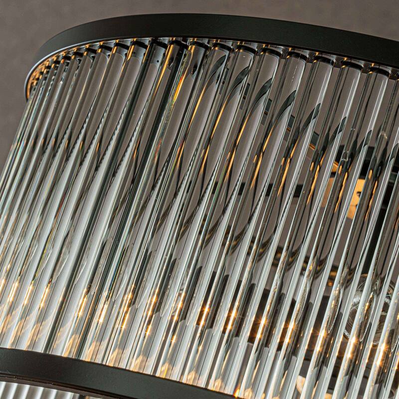 CraftHome Modern Glam Antique Bronze/Matte Black Glass Drum Flush Mount Contemporary Ceiling Light For Living Room Dining Room