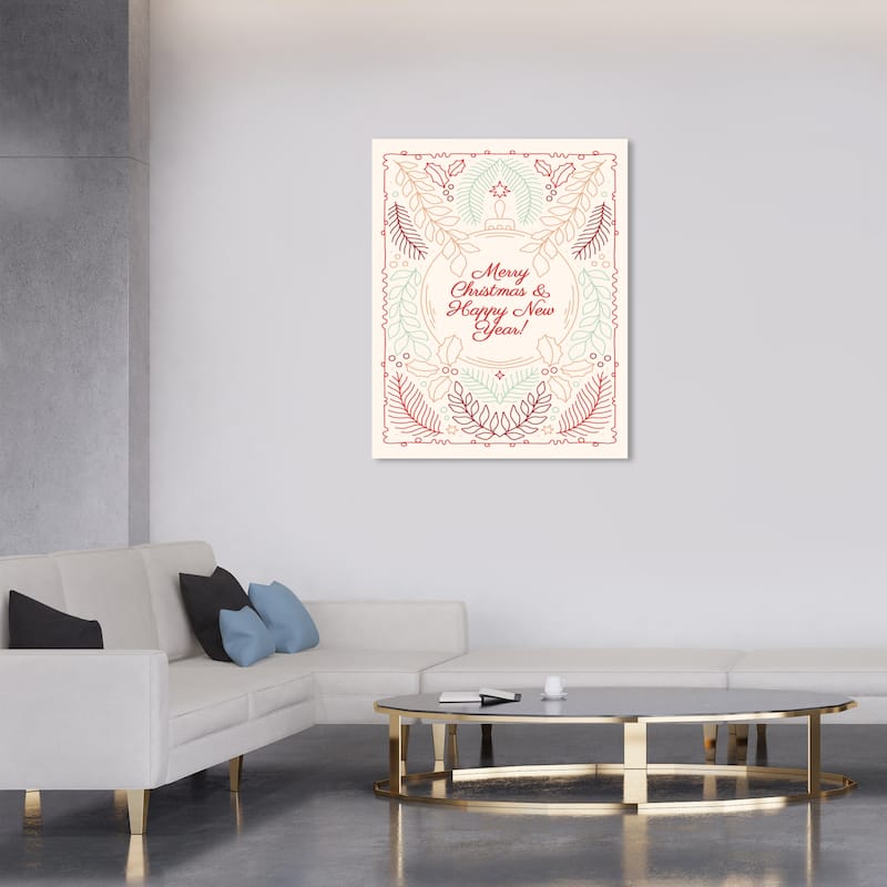 Wynwood Studio Canvas Holiday and Seasonal December Greetings Red Modern & Contemporary Wall Art Canvas Print - 30 x 36