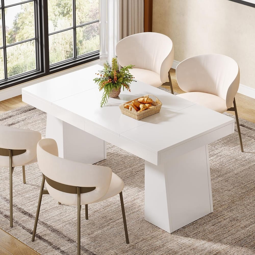 55 Inches Dining Table for 4-6, Rectangular Dining Room Table with Sturdy Legs