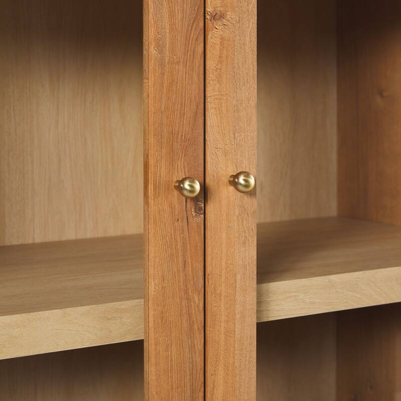 Walker Edison Modern Arched MDF Bookshelf Cabinet with Glass Doors