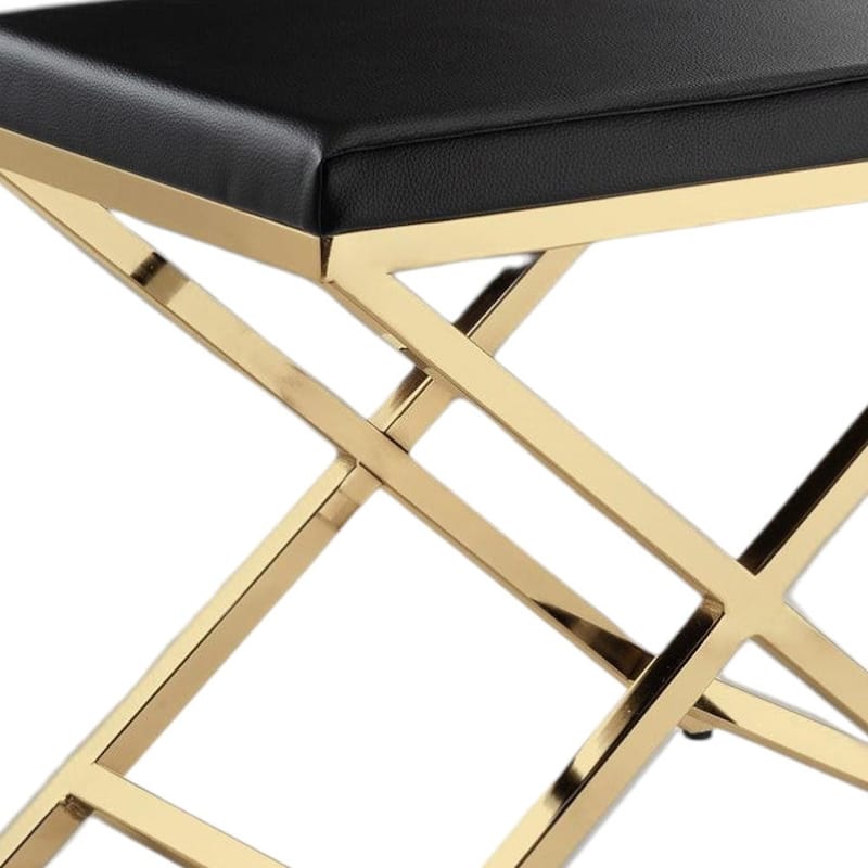 HomeRoots 21" Black and Gold Faux Leather Vanity Chair - 20.7 in. x 18.3 in. x 14.37 in.