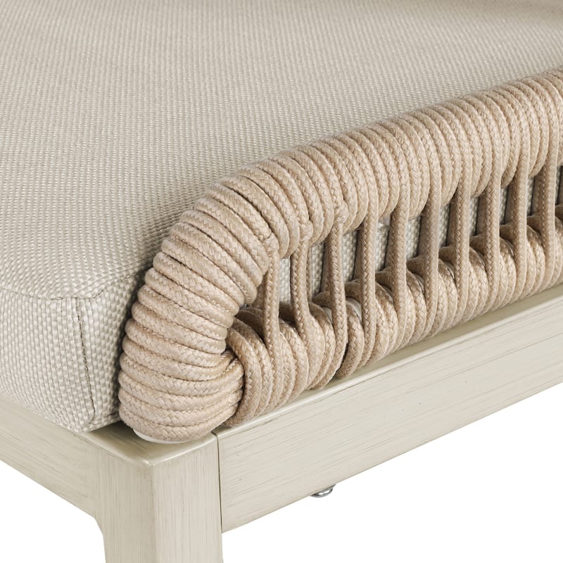 2 Set Modern Aluminum Twill Woven Outdoor Bar Stool Chair Set, Counter Height Stool with Back and Cushion - 40.6"H