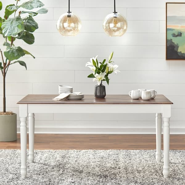 slide 2 of 5, Simple Living Skipton Walnut/ White Rubberwood Rectangular Table - Walnut