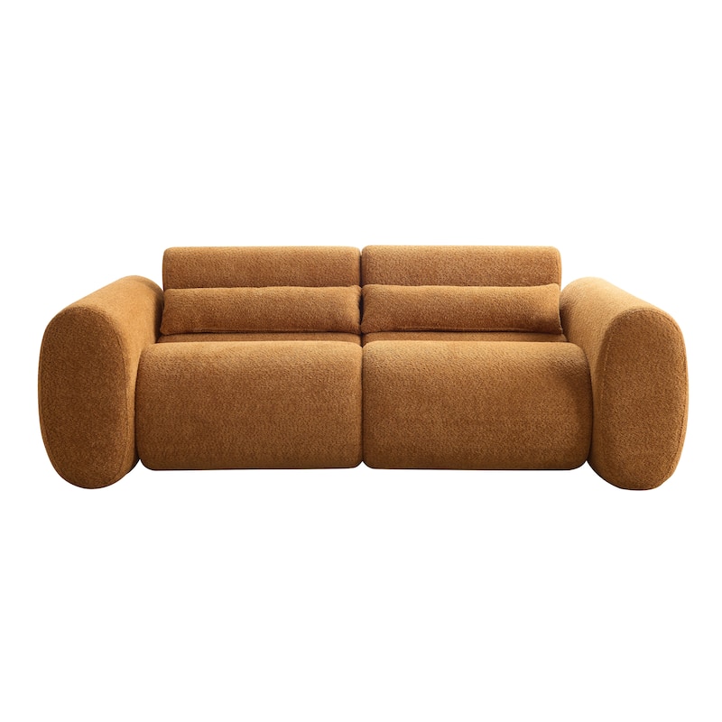 Christopher Knight Home - Cloud Modern Upholstered Bouclé Curved 3-Seater Sofa with Round Arms