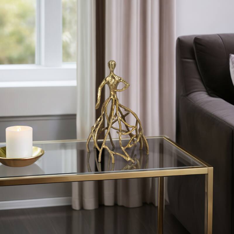 Sagebrook Home 14" Metal Hold Dancing Lady - 9" x 9" x 14" - Solid Gold Gold - 9" x 9" x 14"